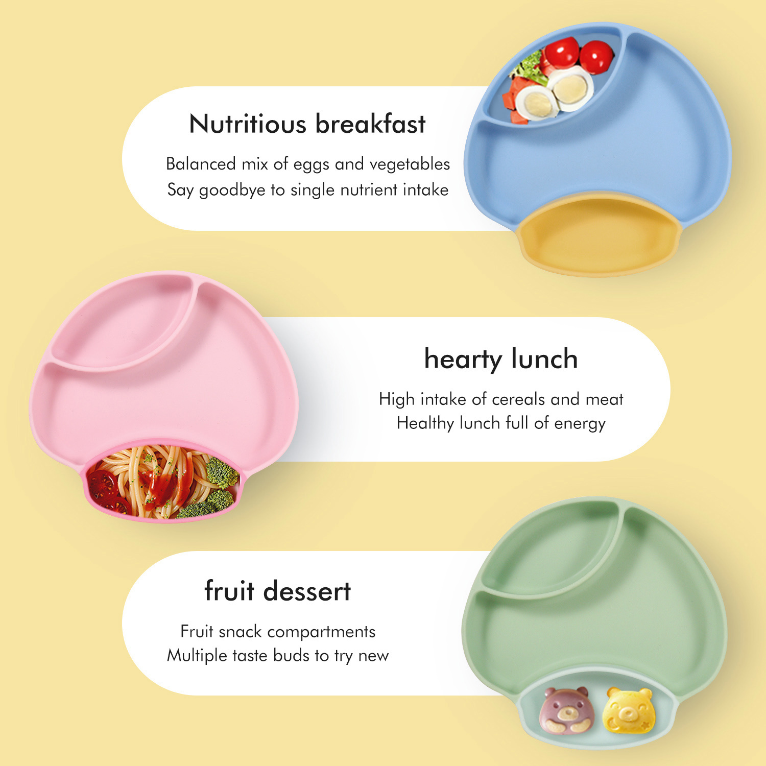 Mushroom Silicone Baby Tray Spork Set