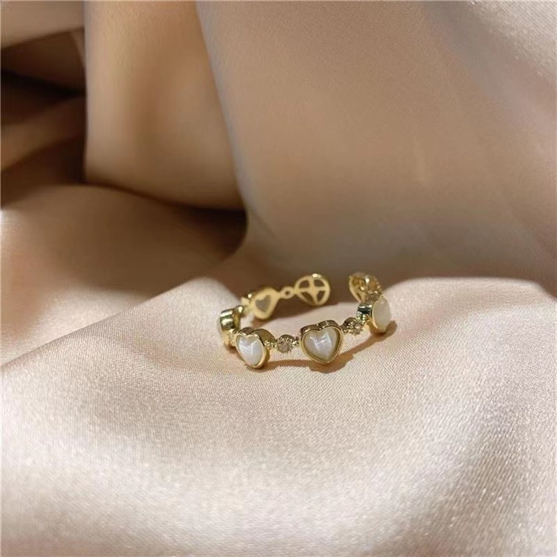 Golden Love Opal Ring Adjustable Ring Heart shaped