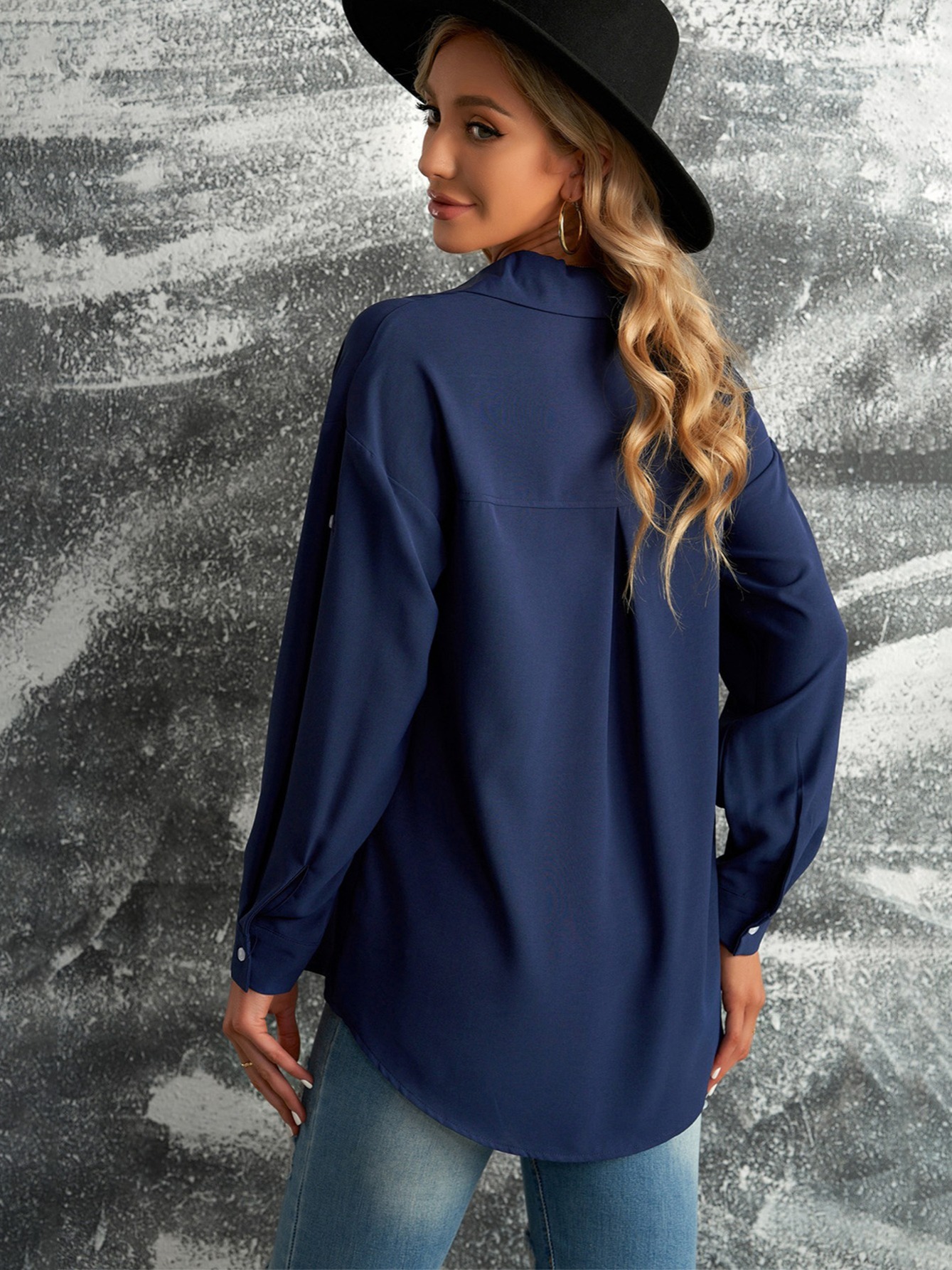 Women's Casual Button Shirts V Neck Long Sleeve Collared - Temu