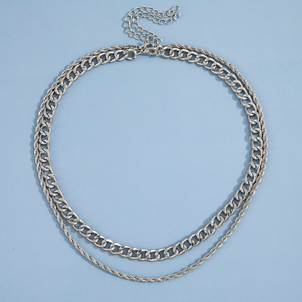 2pcs Men's Double Layered Necklace Set