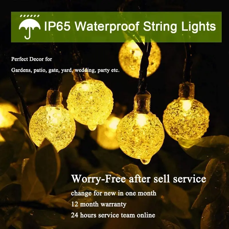 21 solar led string lights 30 lights ip65 waterproof solar recharge lighting for patios gardens outdoor christmas lighting details 3