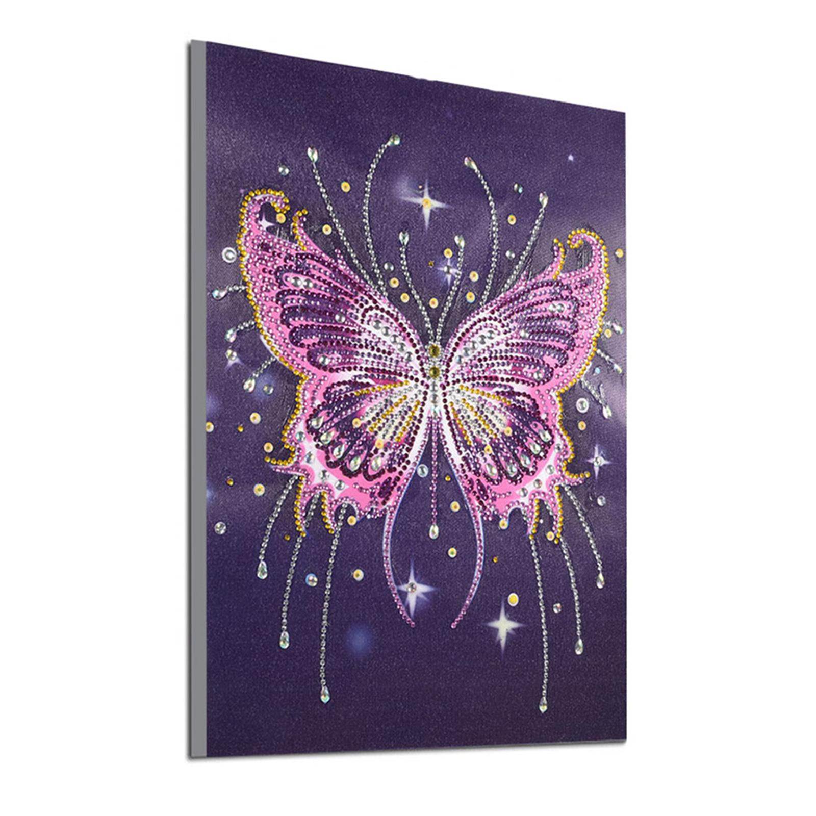 5D Diamond Painting Glowing Purple and Blue Butterfly Kit