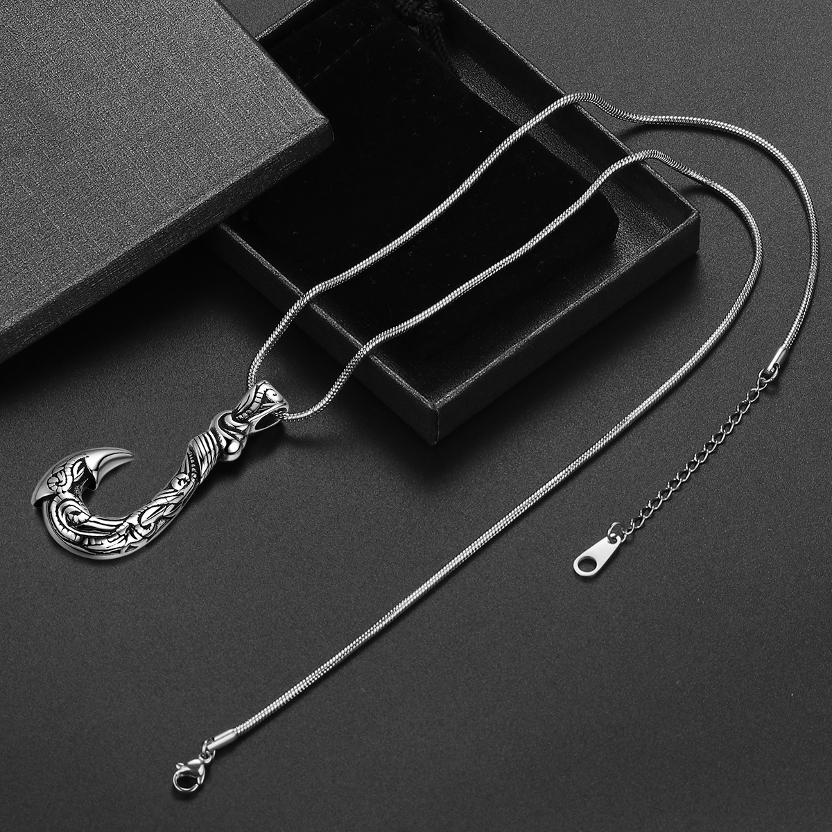Men's Stainless Steel Fish Hook Necklace 