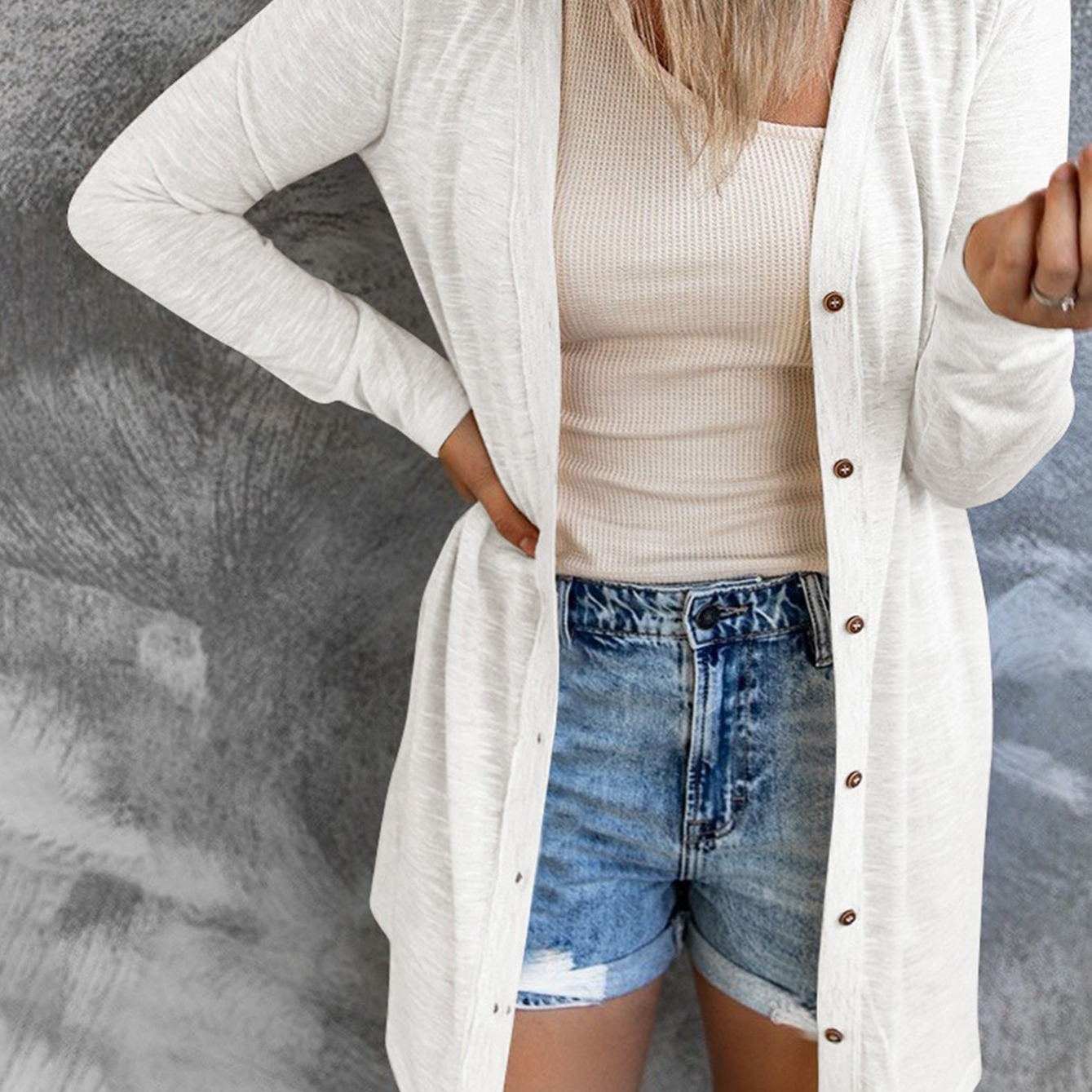 Womens Casual Lightweight Cardigans With Pockets 3/4 Sleeve V Neck