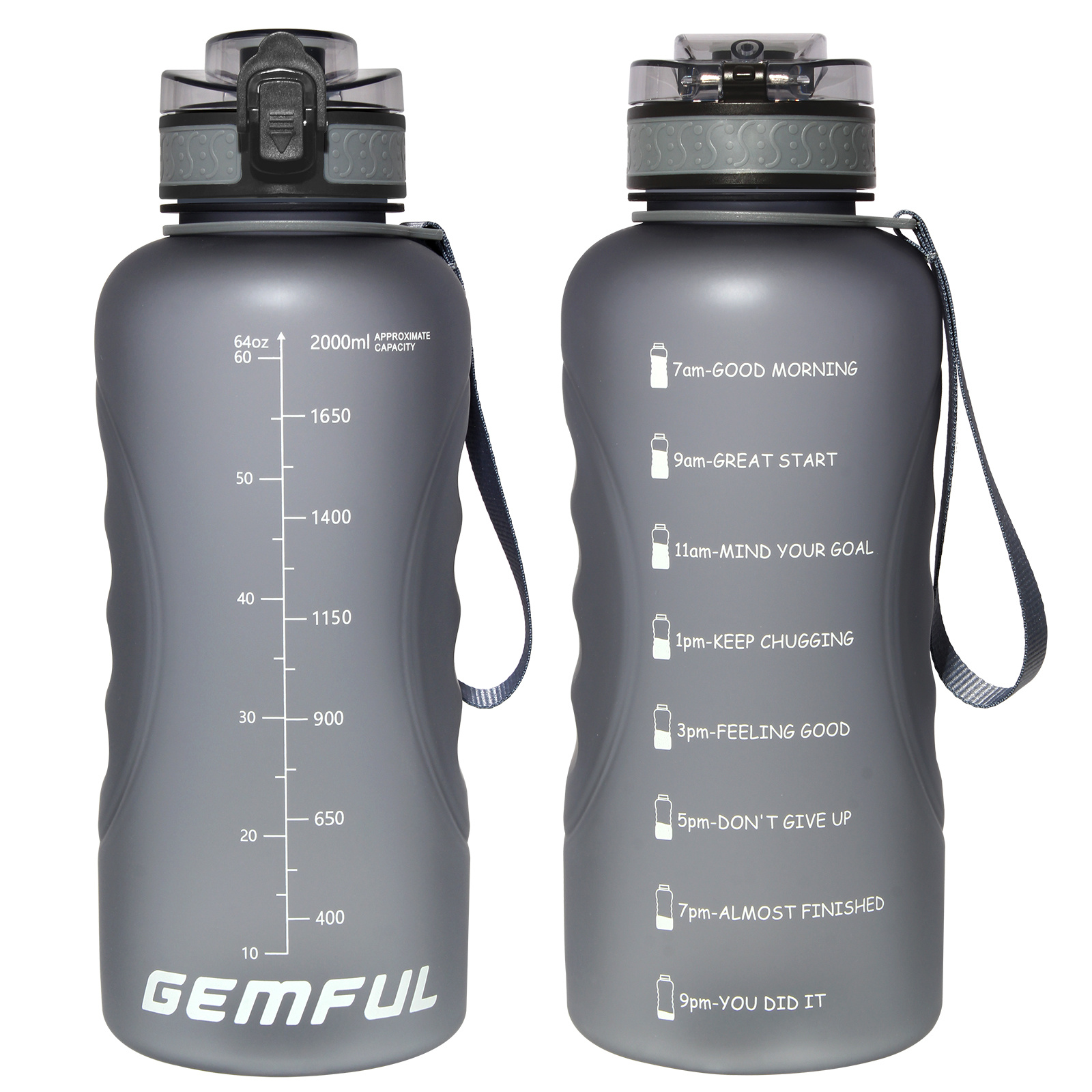 GEMFUL 3 Liter Large Water Bottle Inspirational BPA Free with Time