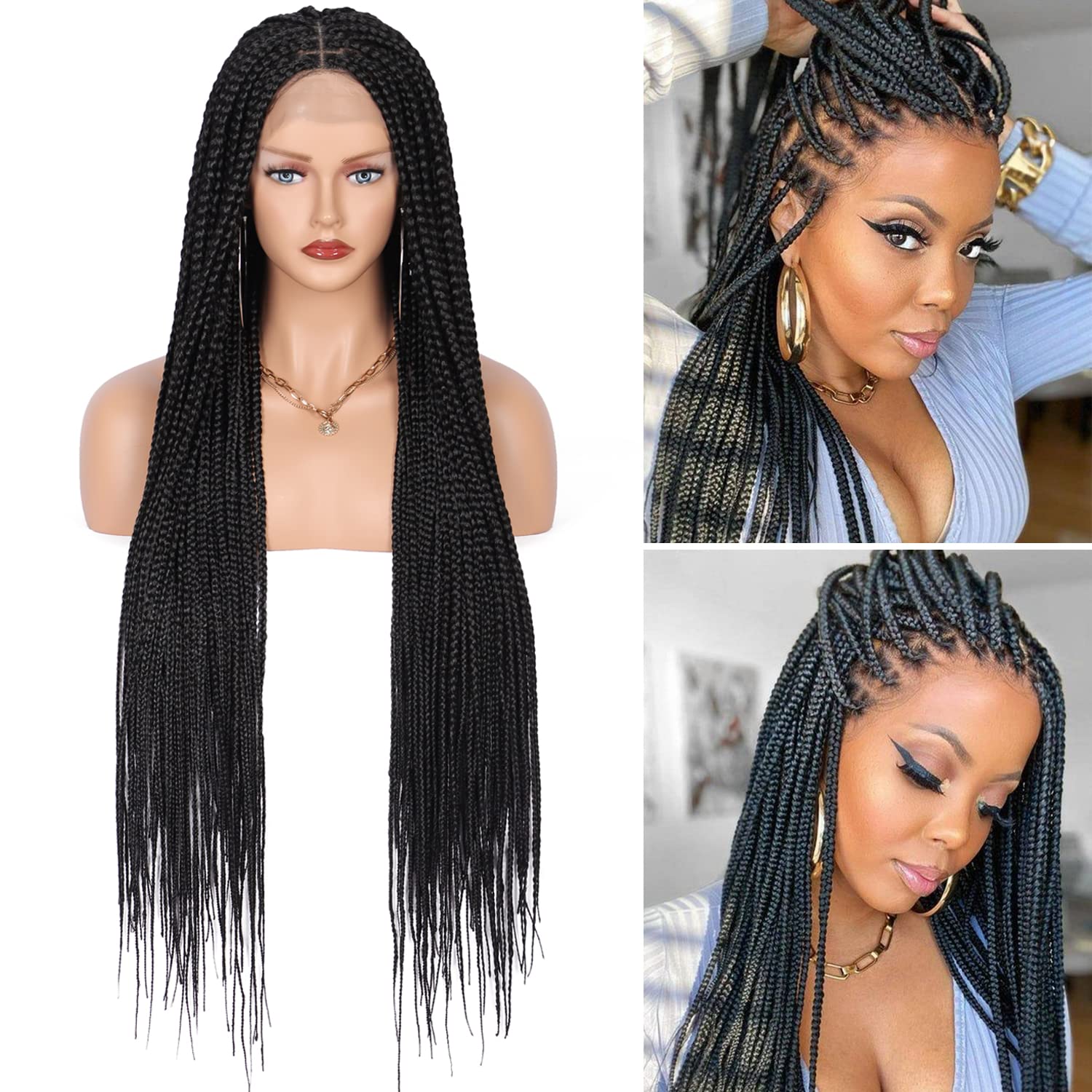 Double Lace Front Box Braided Wig Baby Hair Knotless Cornrow - Temu