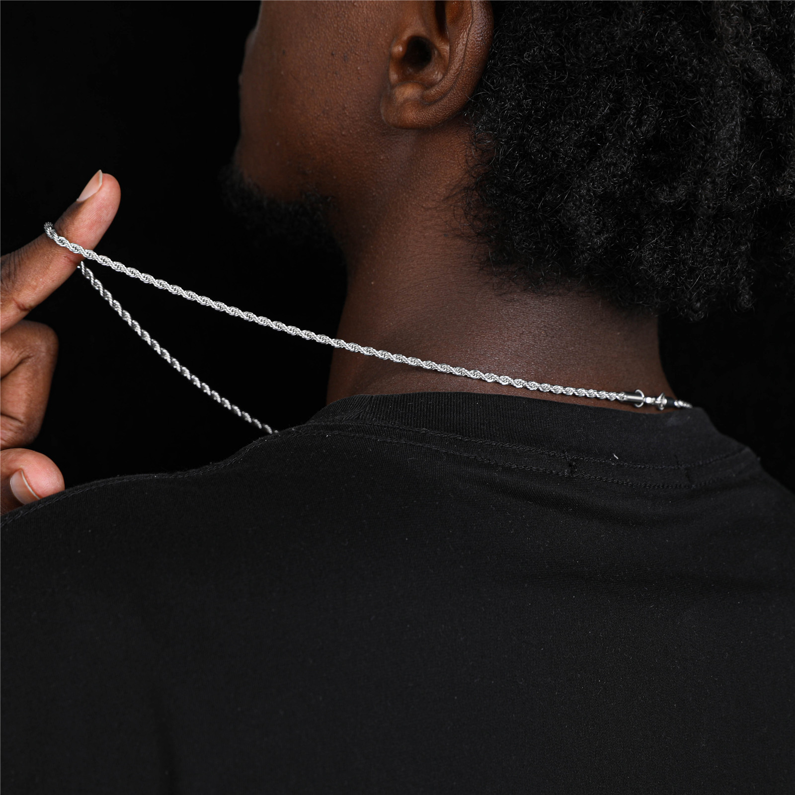 Men's Stainless Steel Twisted Rope Necklace Temu United Kingdom