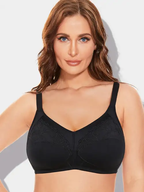 Women's Wireless Minimizer Bra Plus Size Non-Padded Lace Full