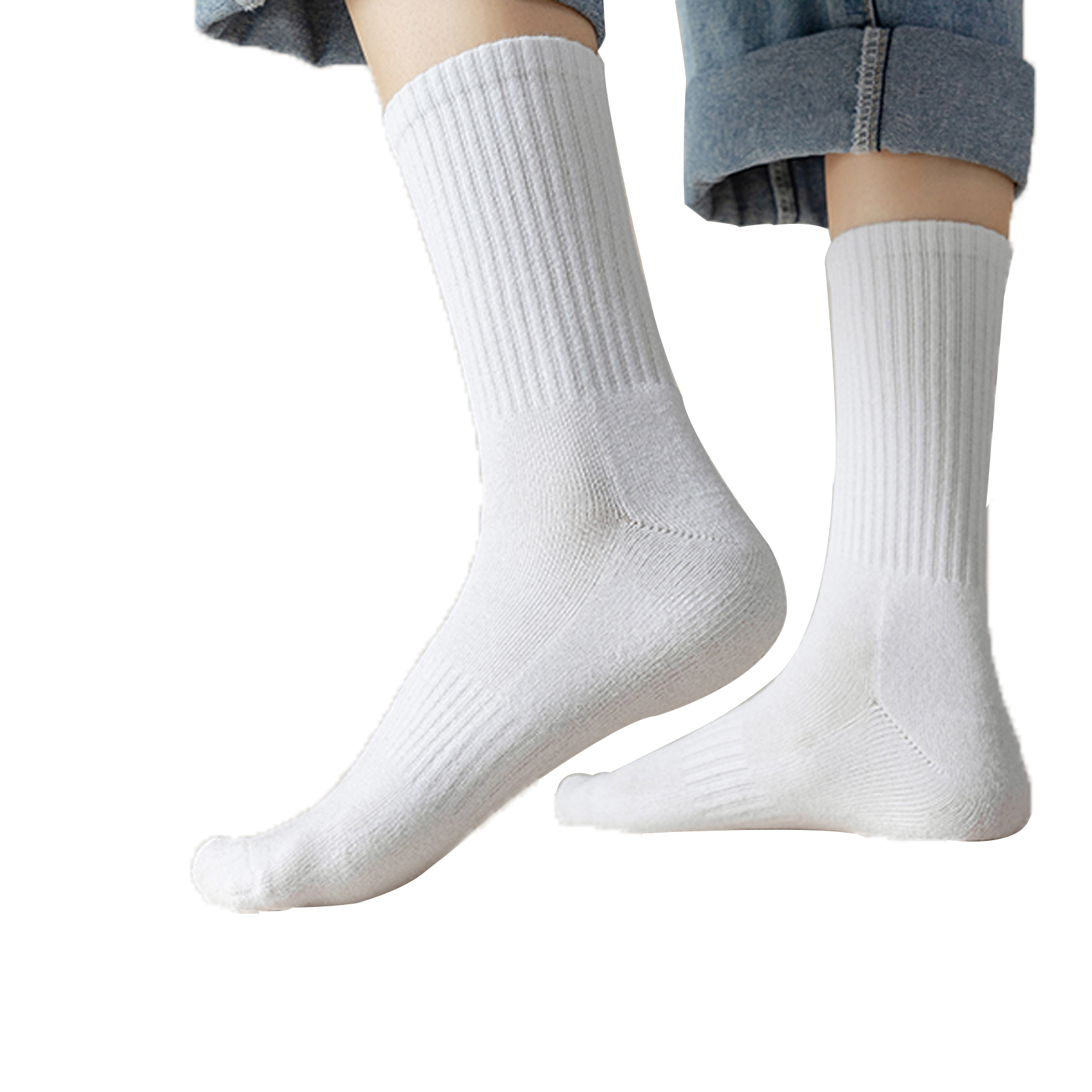 Calcetines de algodón de color sólido para hombres, par de calcetines  negros y blancos
