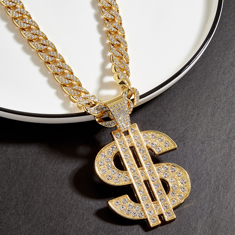 Big Dollar Pendant Cuban Chain Necklace