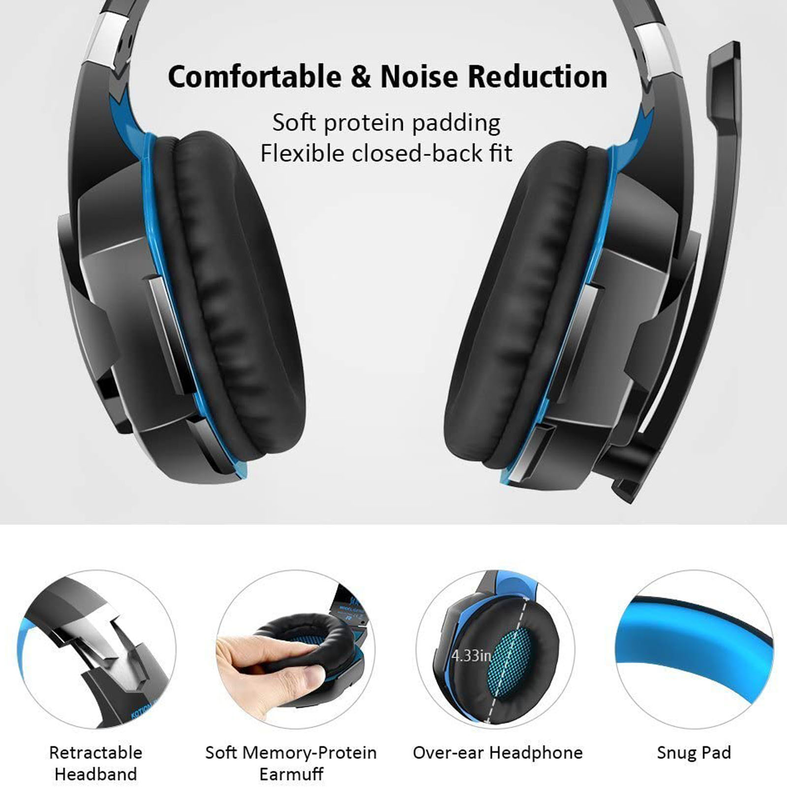 VersionTECH. G2000 Gaming Headset, Bass Surround Gaming Headphones with  Noise Cancelling Mic, LED Lights, Soft Memory Earmuffs for PS5/ PS4/ Xbox  One