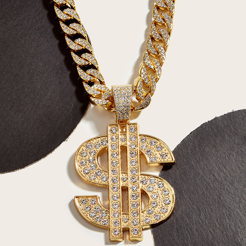 Big Dollar Pendant Cuban Chain Necklace