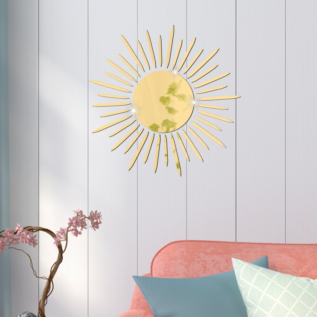 Floral Mirror Wall Stickers Sun Flower Shaped Acrylic Non - Temu Mexico