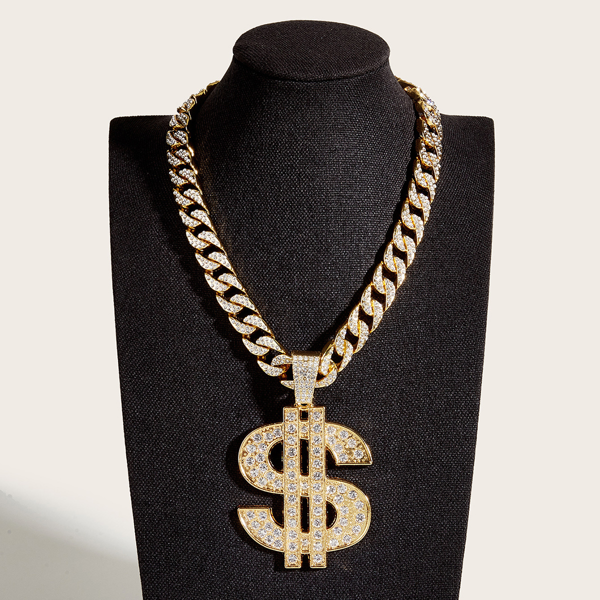 Big Dollar Pendant Cuban Chain Necklace