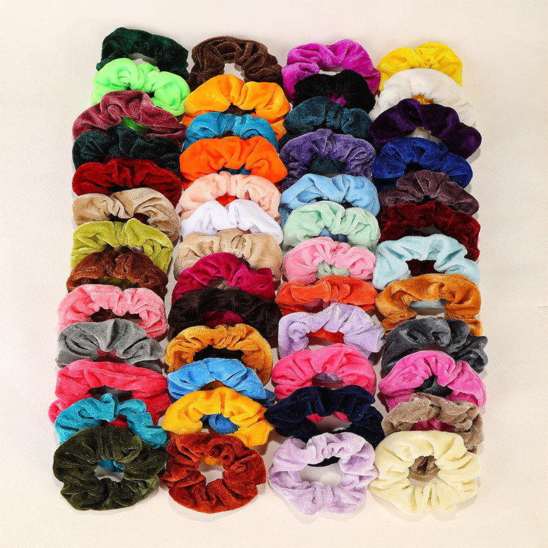 

50pcs Cute And Stylish Daily Use Velvet Scrunchie - Perfect For Hair Accessories And Fashionable Look