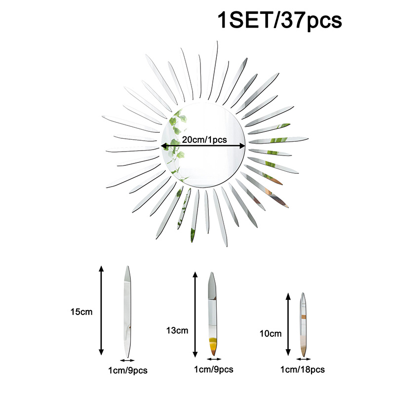37pcs Pegatinas Pared Espejo Flores Sol Plateadas Pegatinas - Temu Chile