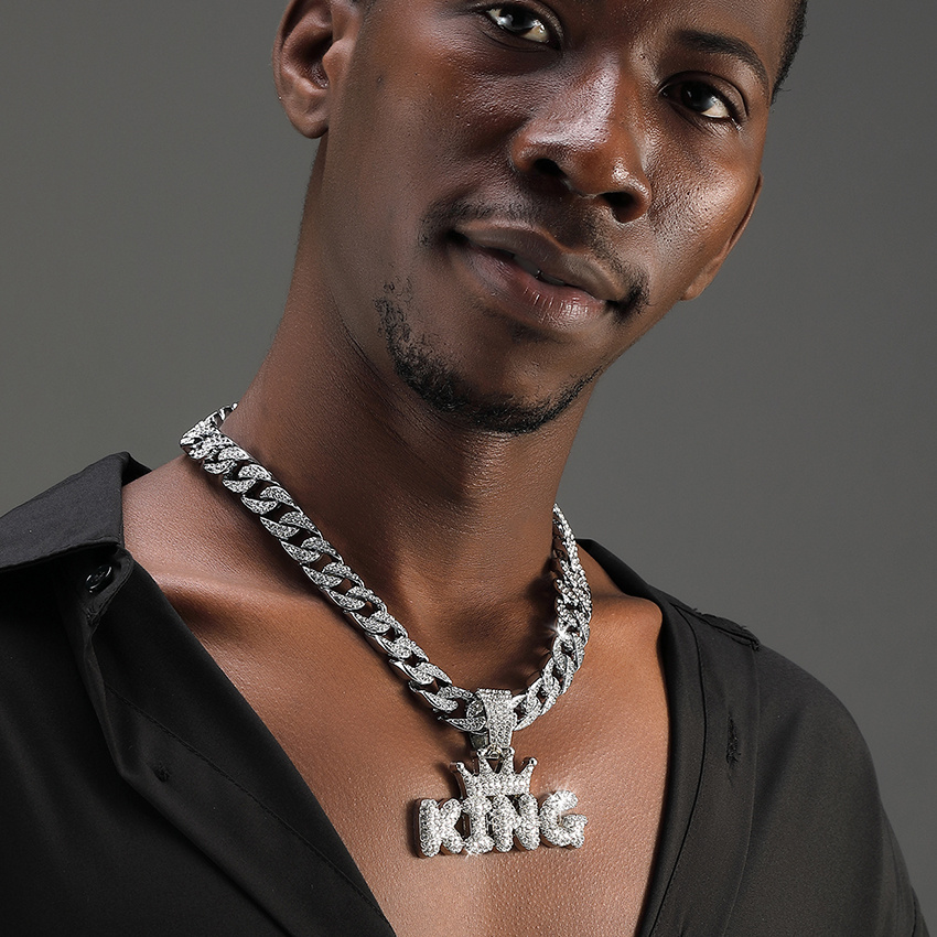 Crown KING Pendant with Cuban Chain Necklace