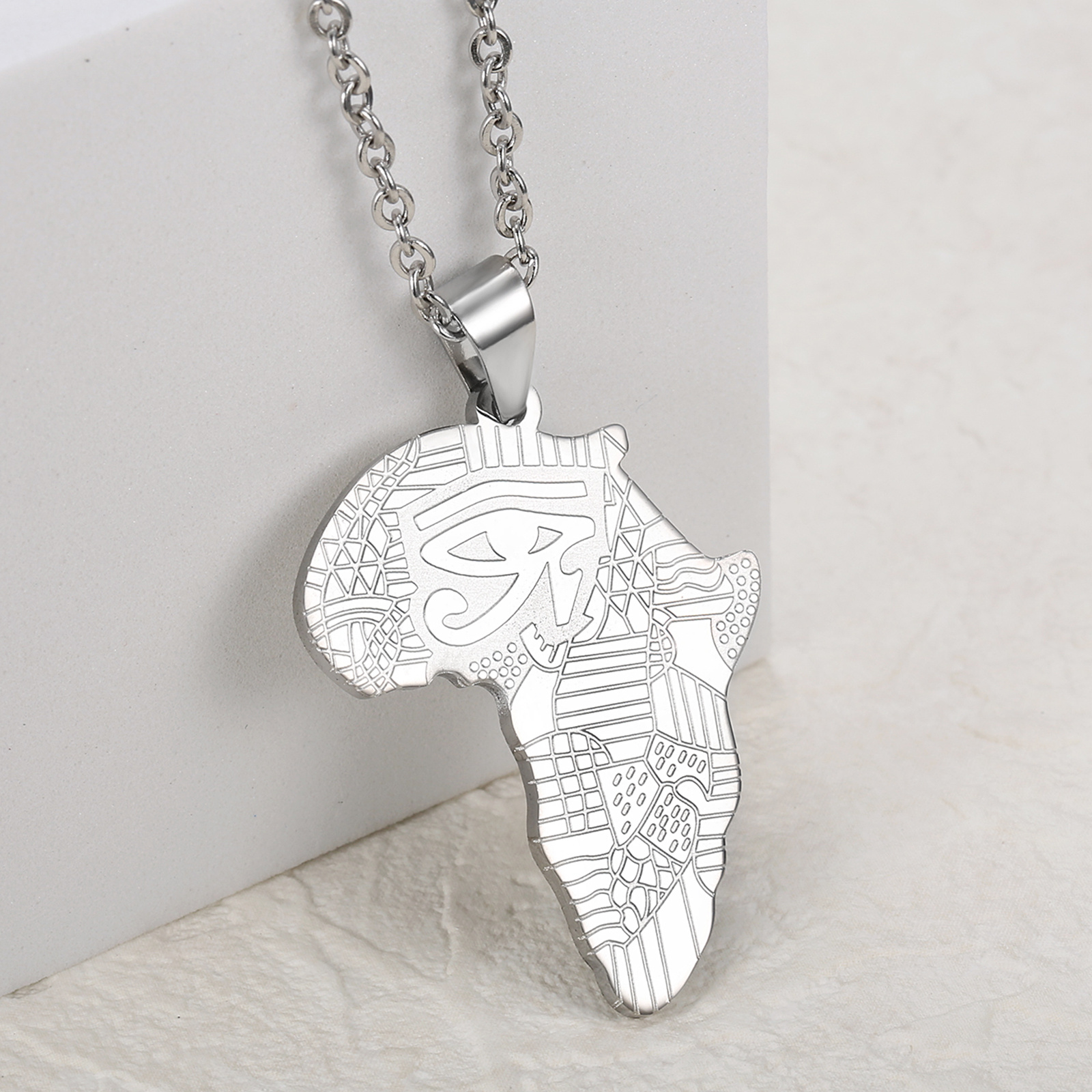 Creative African Map Pendant Necklace for Men, Unique Gift