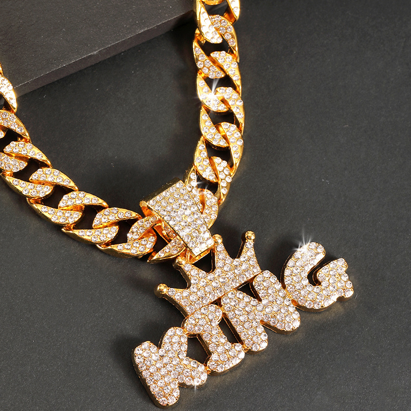 Crown KING Pendant with Cuban Chain Necklace
