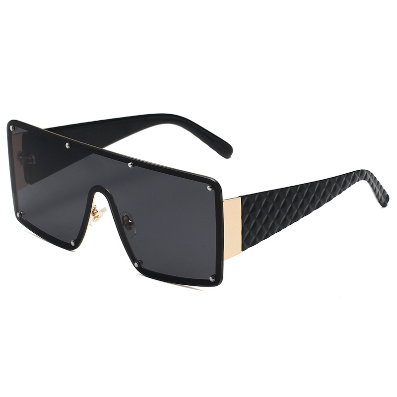 Large One-piece Fashion Sunglasses For Women Men Rivet Square