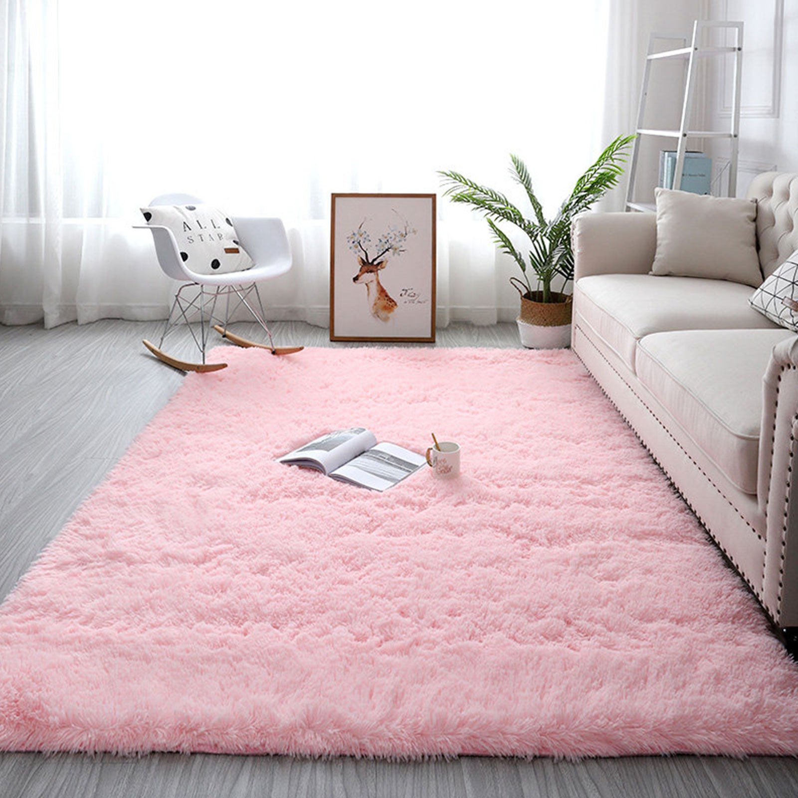 White Plush Area Rug, Cloud Shaped Shaggy Rug, Living Room Floor Mat