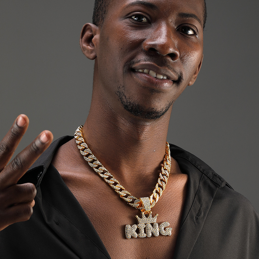 Crown KING Pendant with Cuban Chain Necklace