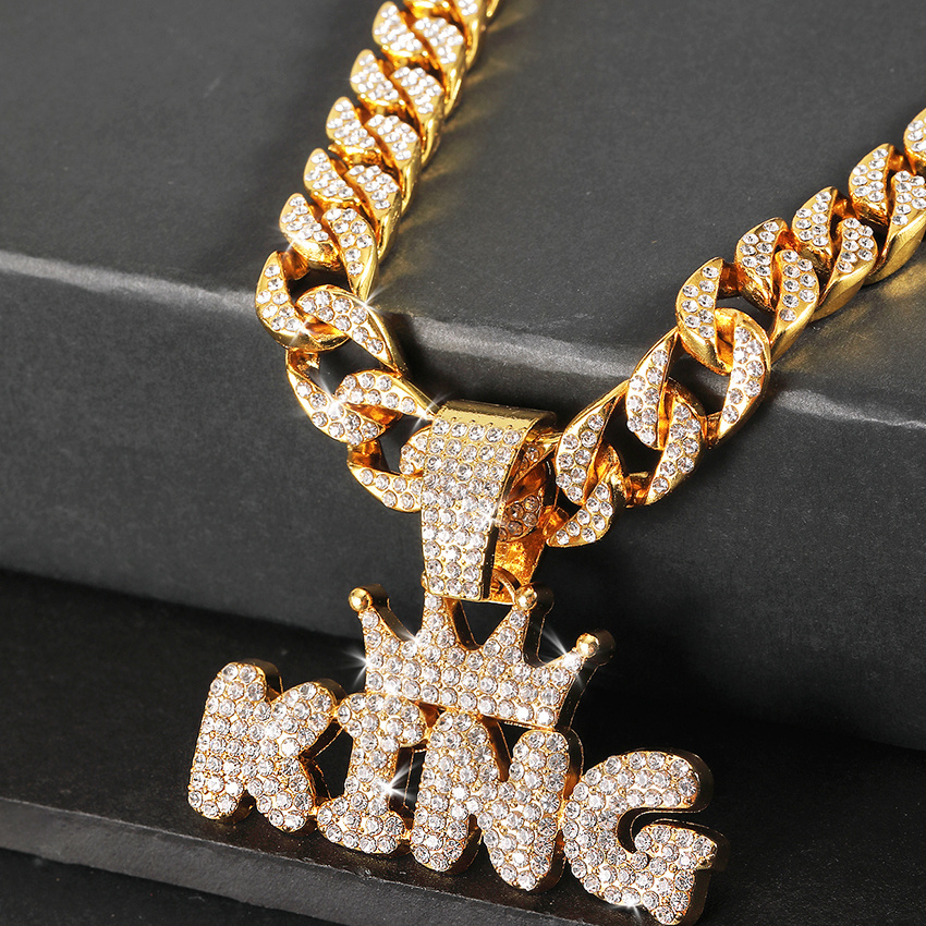 Crown KING Pendant with Cuban Chain Necklace