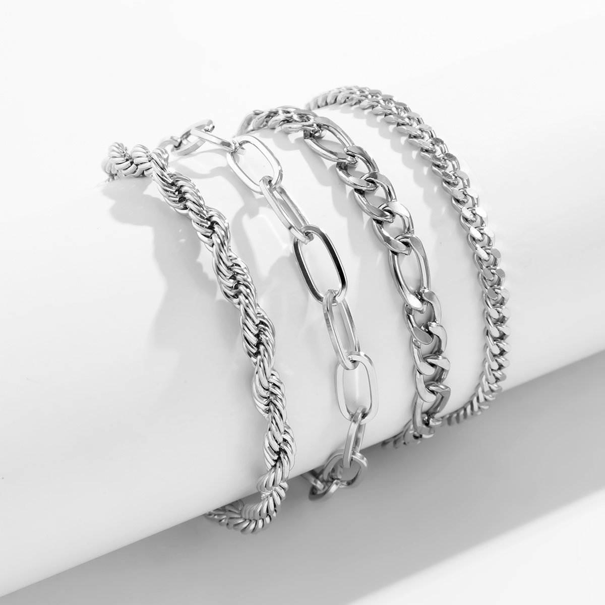 4pcs Men's Casual Street Chain Bracelets