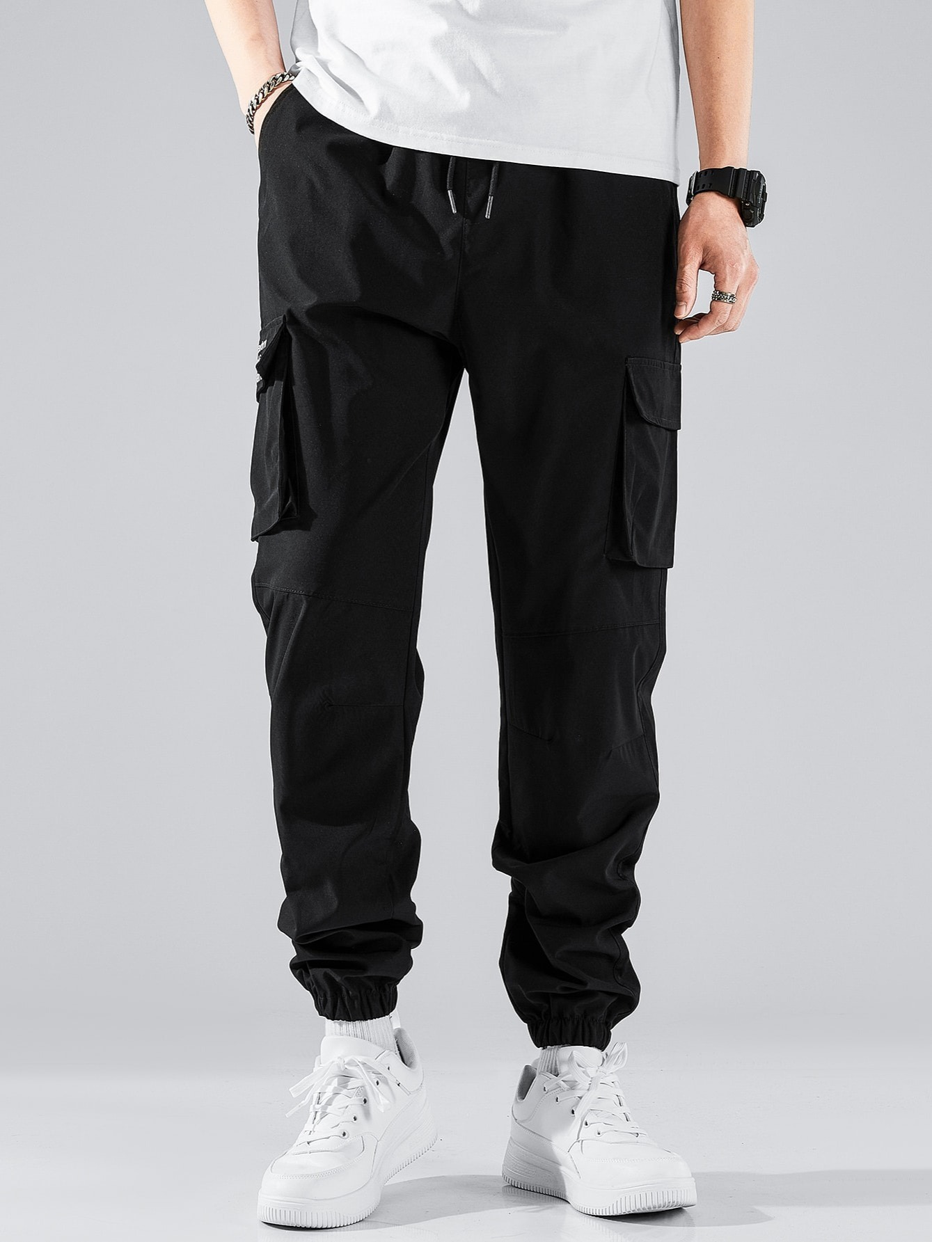 Mens Casual Jogger Cargo Pants With Flap Pockets | Discounts For ...