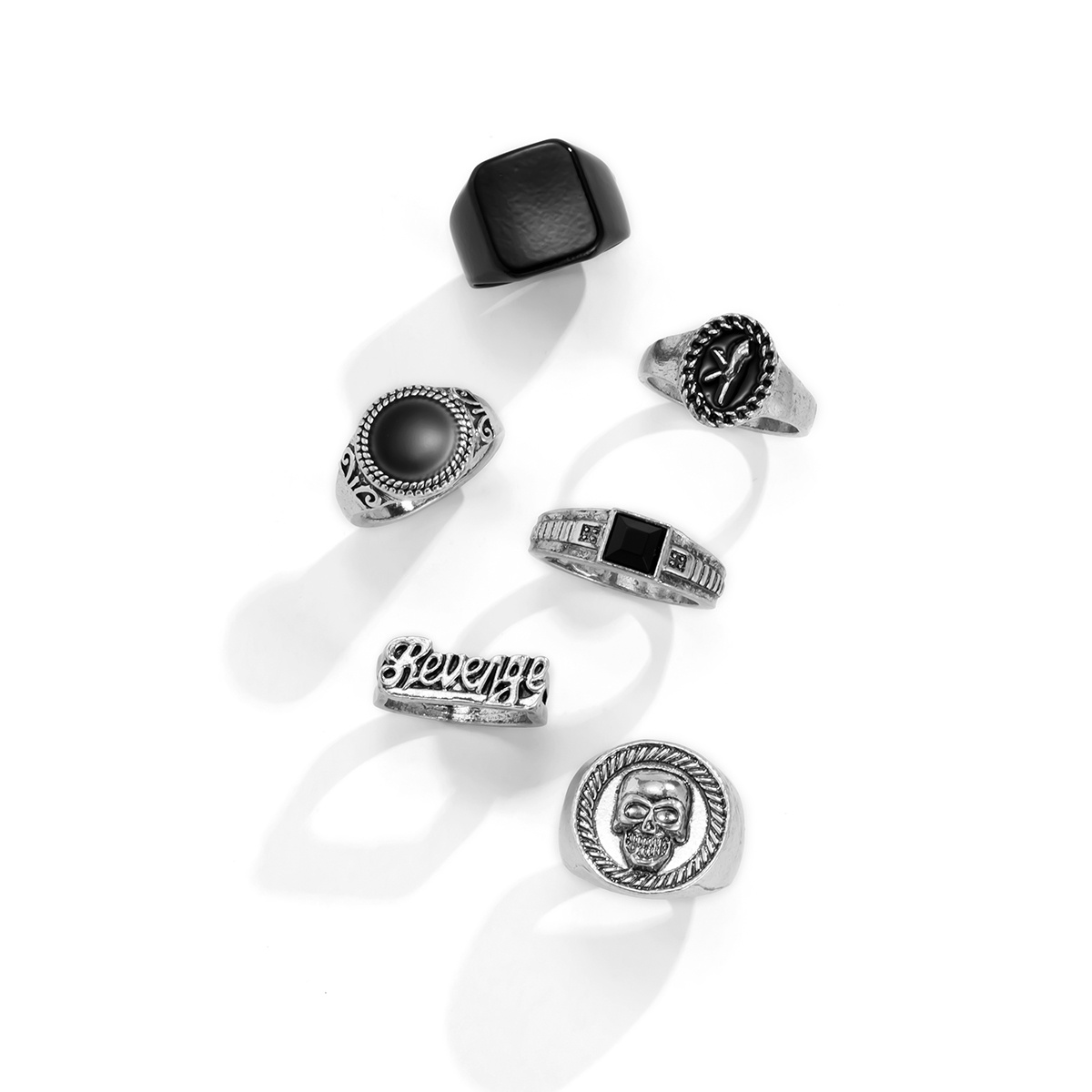 6pcs Vintage Exaggerated Suit Rings for Men