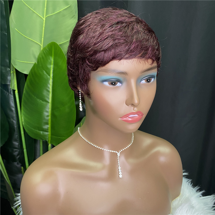 6 Inch Short Hairstyle Curly Pixie Cut Wig 100 Human Hair, No Lace