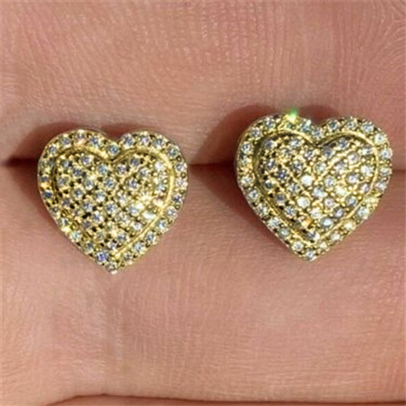 Romantic Heart Shaped Micro Inlay Zircon Stud Earrings