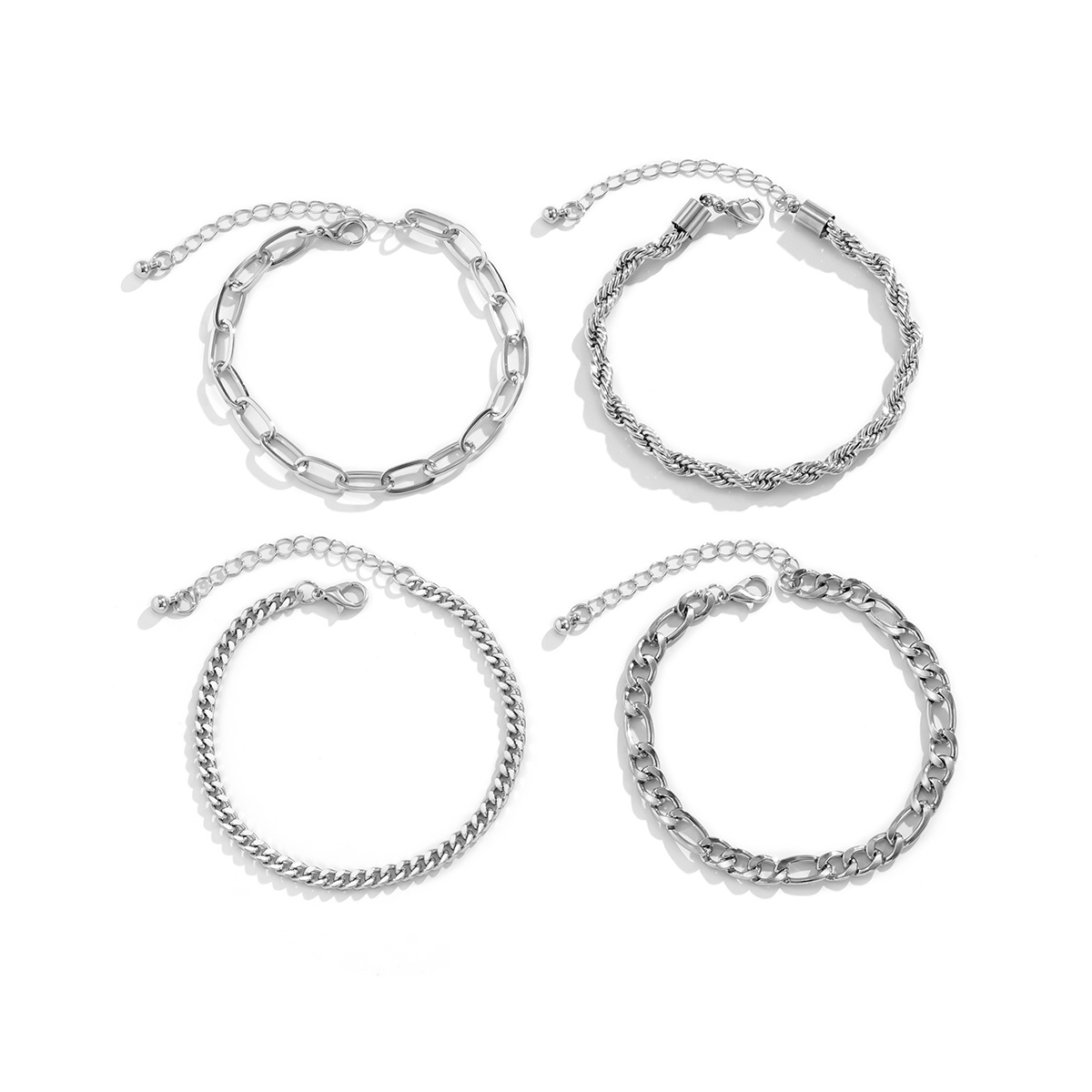4pcs Men's Casual Street Chain Bracelets