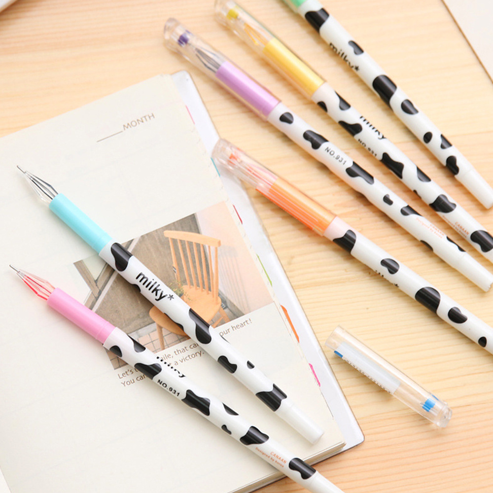 SET of 12 Colorful Milky Pens Cute Kawaii Milky Cow Print Pens, Cute Gel  Pens, Kawaii Gel Pens, Cute Pens, Cow Print Pens, Cute Stationery 