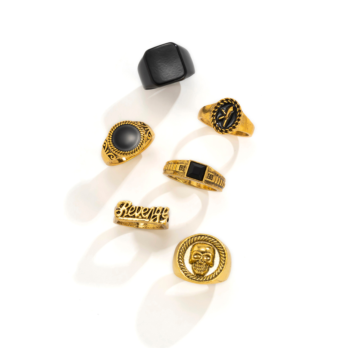 6pcs Vintage Exaggerated Suit Rings for Men