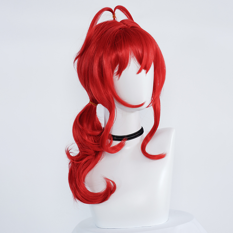Diluc 26inch Cos Wig Anime Cosplayer Red Ponytail Synthetic High