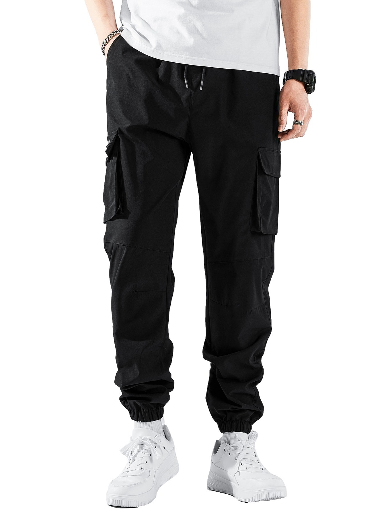 Men's Casual Jogger Cargo Pants With Flap - Temu