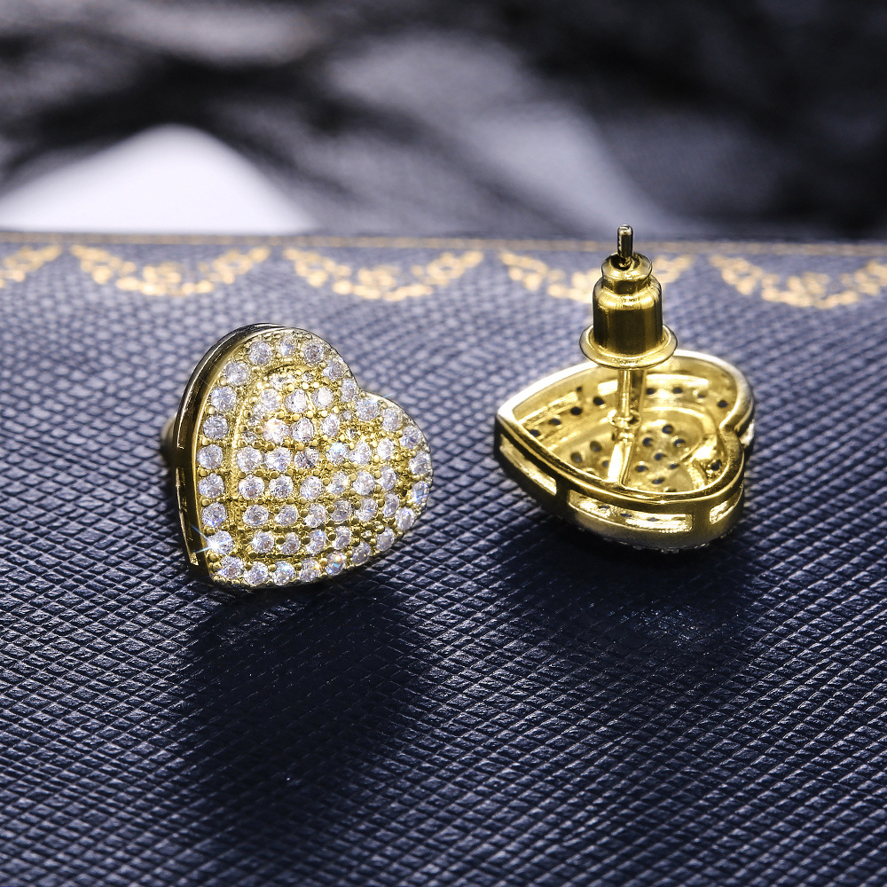 Romantic Heart Shaped Micro Inlay Zircon Stud Earrings