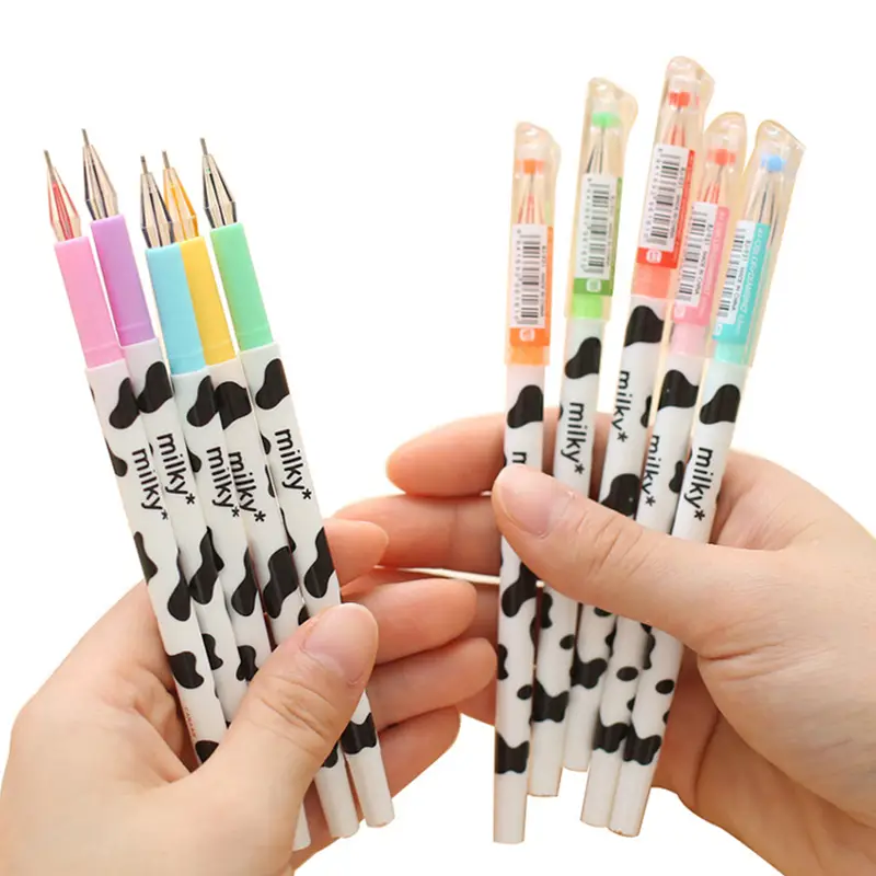 Colorful Diamond Cute Milky Kawaii Cow Design Gel Pens For - Temu