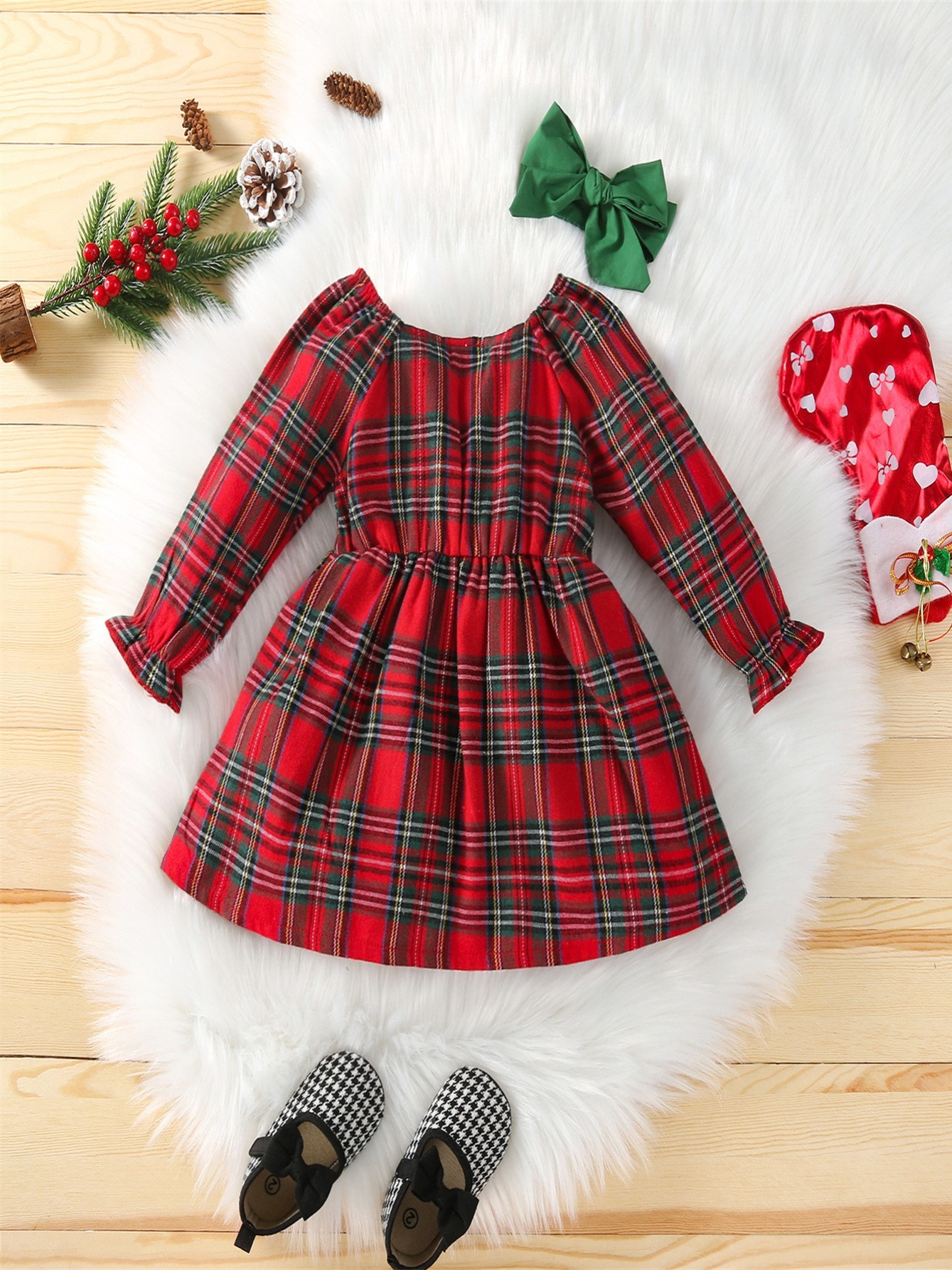 Robe de Noel Fille - Y compris Bandeau avec Noeud - Vêtements de Noël Fille  - Taille