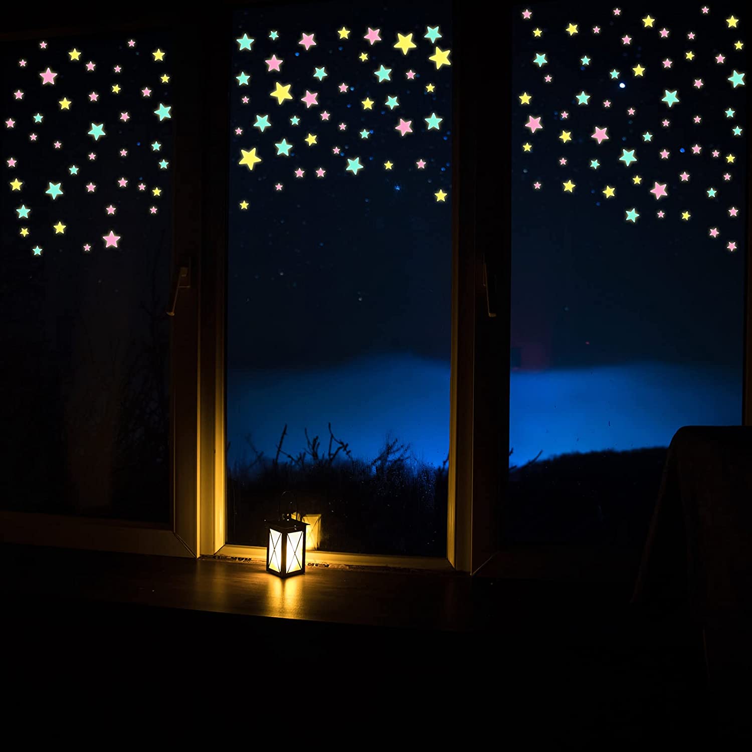 100 Estrellas Fluorescentes Que Brillan En La Oscuridad Decoración