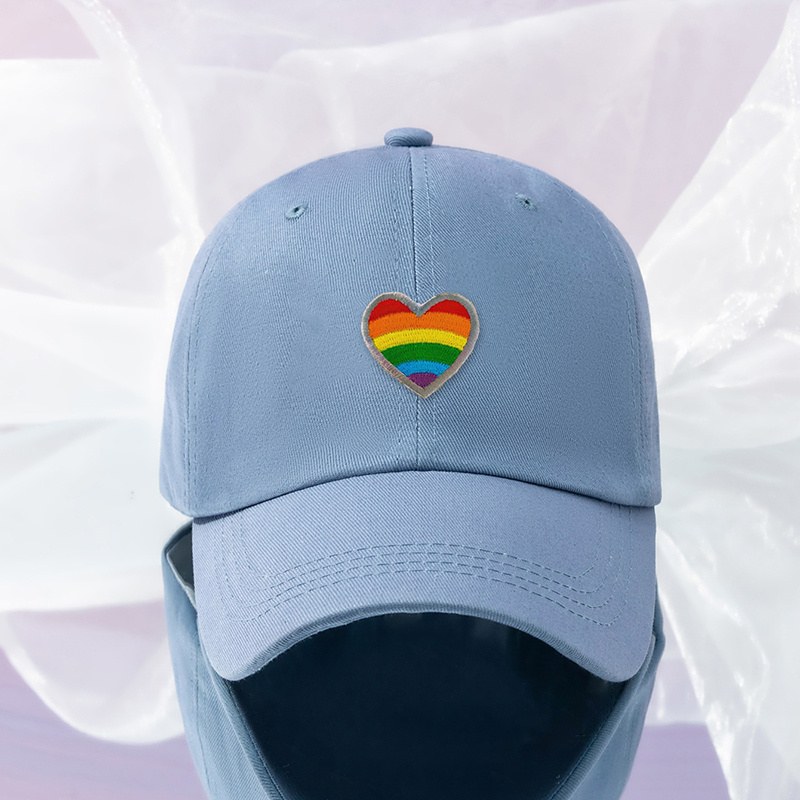 Rainbow Heart Hat Embroidered Mens Womens Baseball Unisex