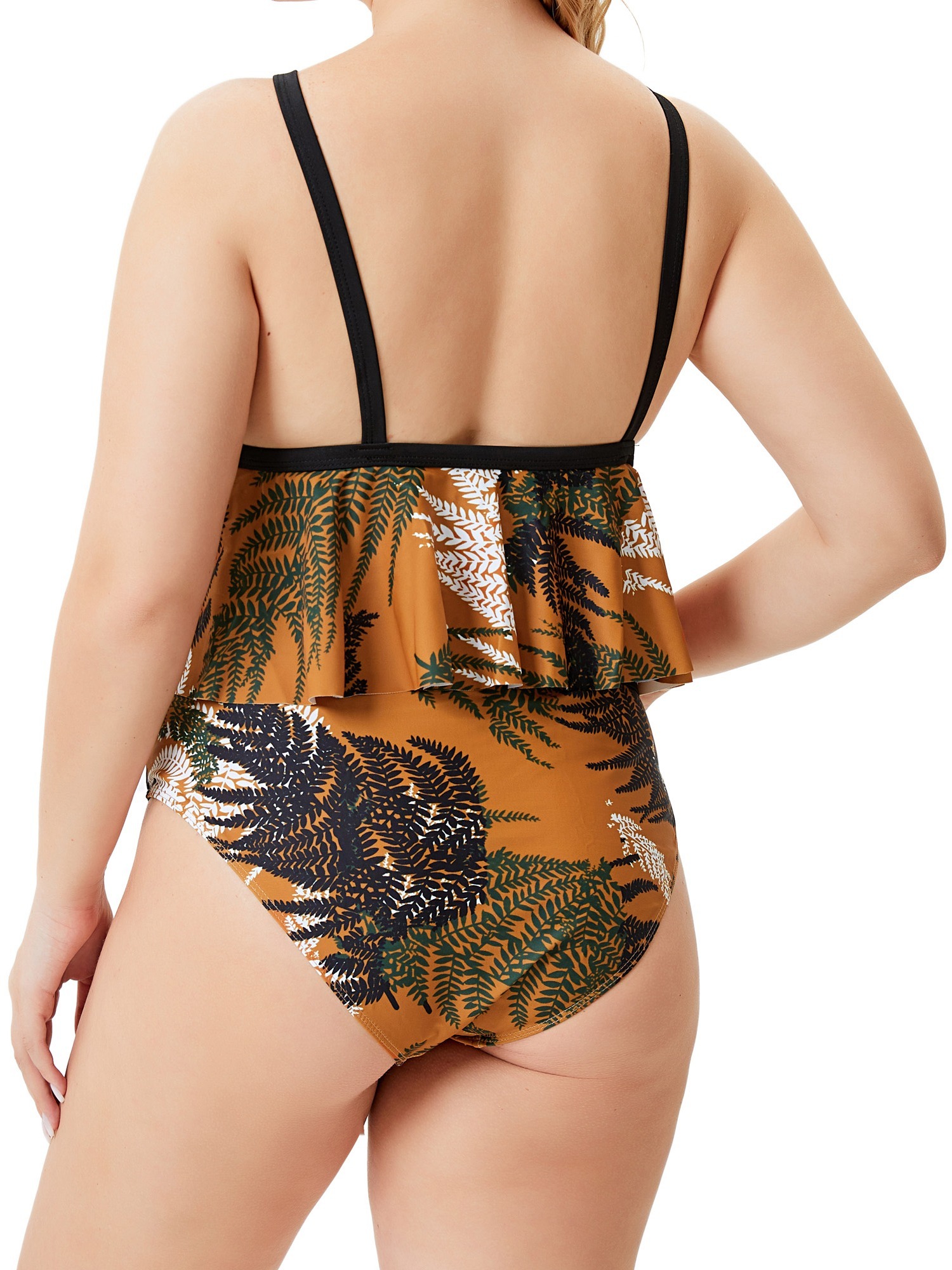 Plus Size Tropical Print Halter Neck Bikini Set Womens Plus Temu