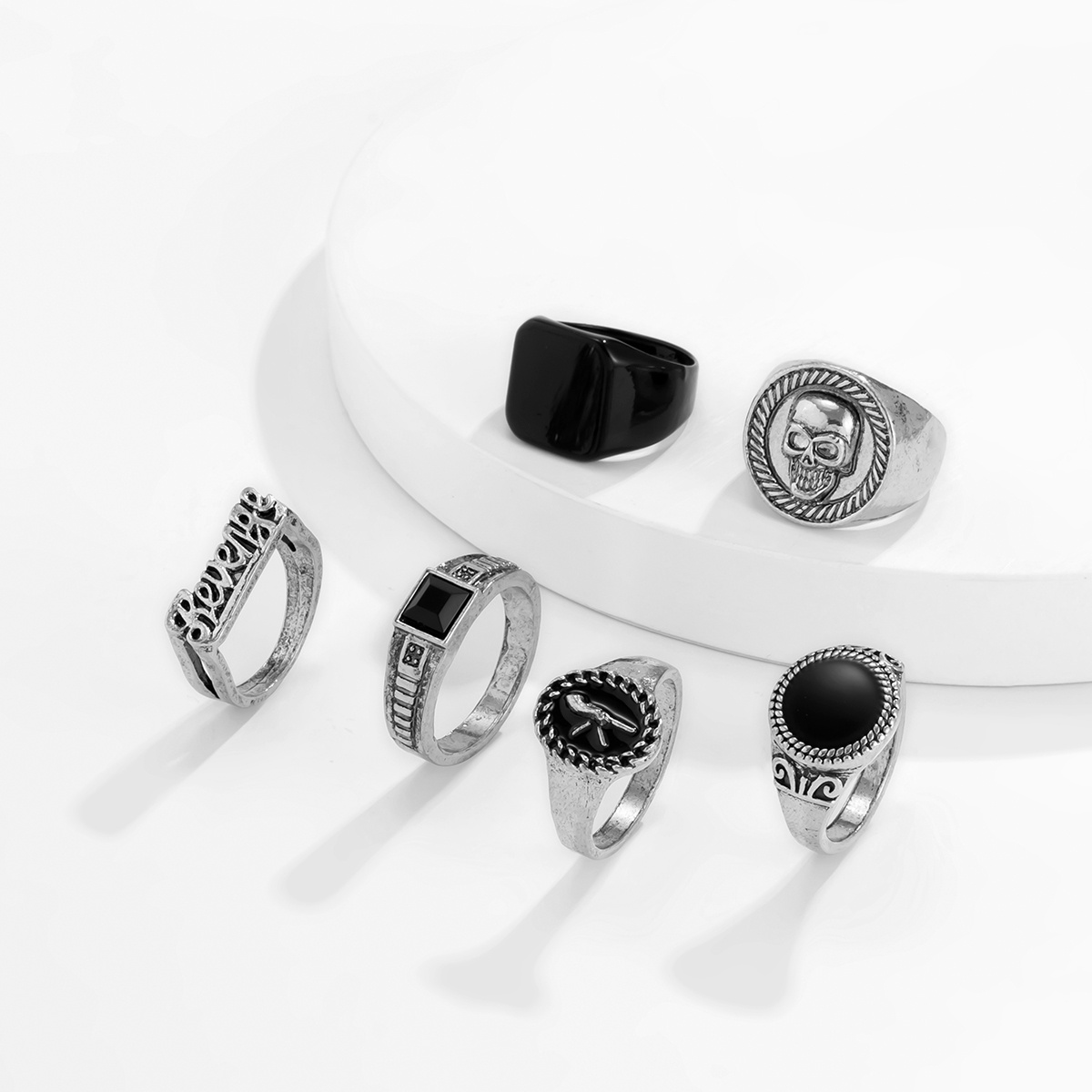 6pcs Vintage Exaggerated Suit Rings for Men