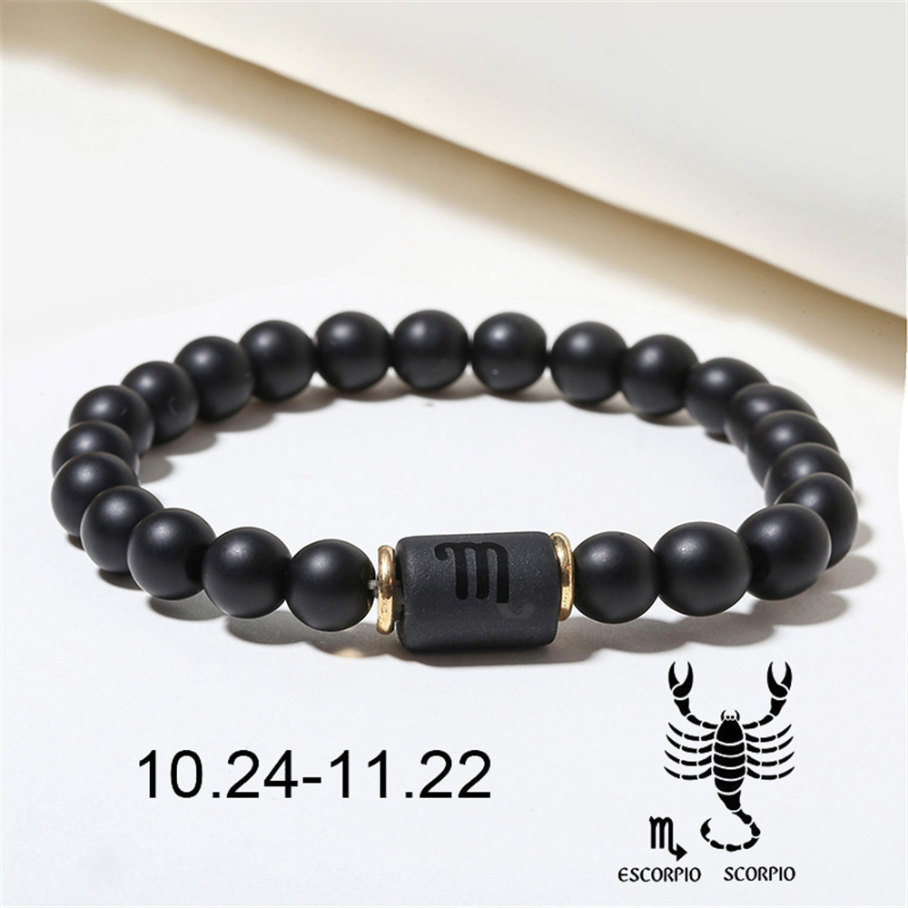 Zodiac Sign Matte Gemstone Bracelet