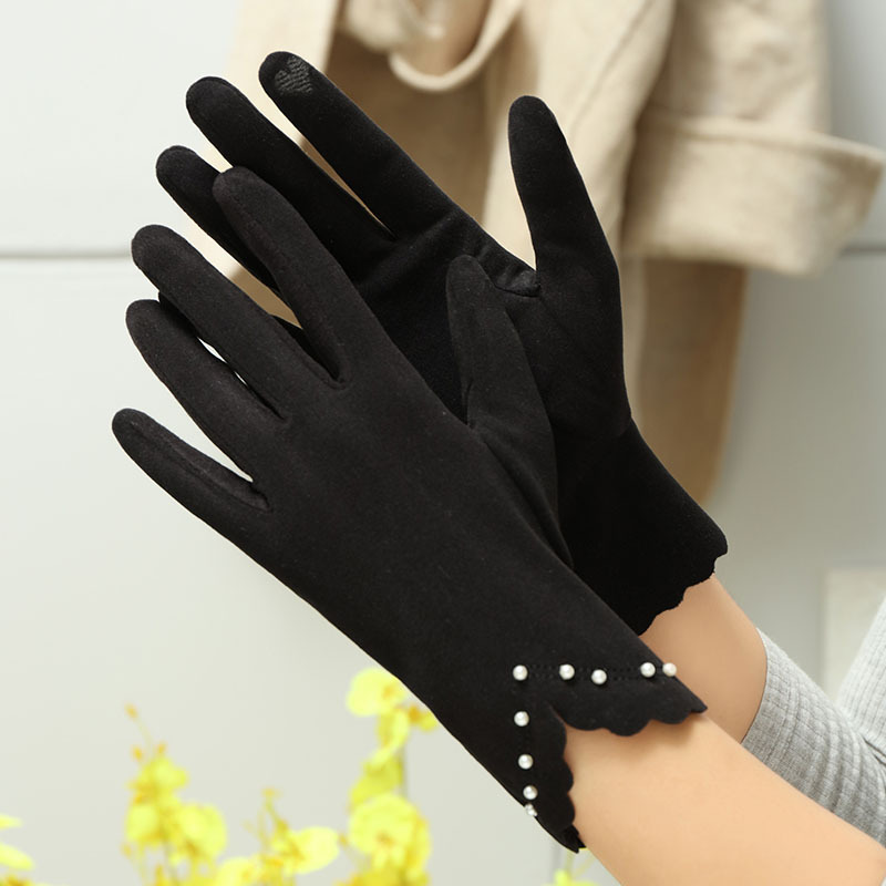 Black Fingerless Gloves Warm Glove Windproof Elastic Texting Black Gloves  Women Warm Lined Gloves Warm Thermal
