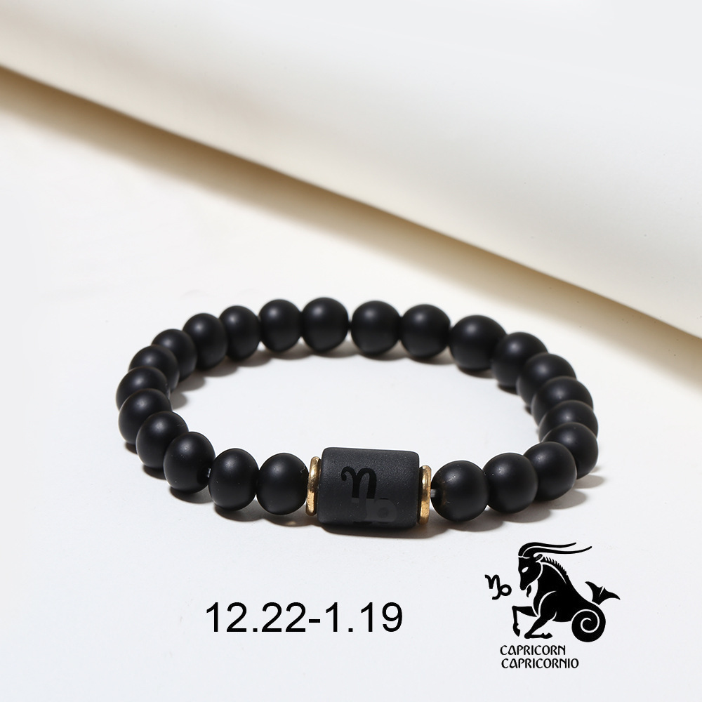Zodiac Sign Matte Gemstone Bracelet