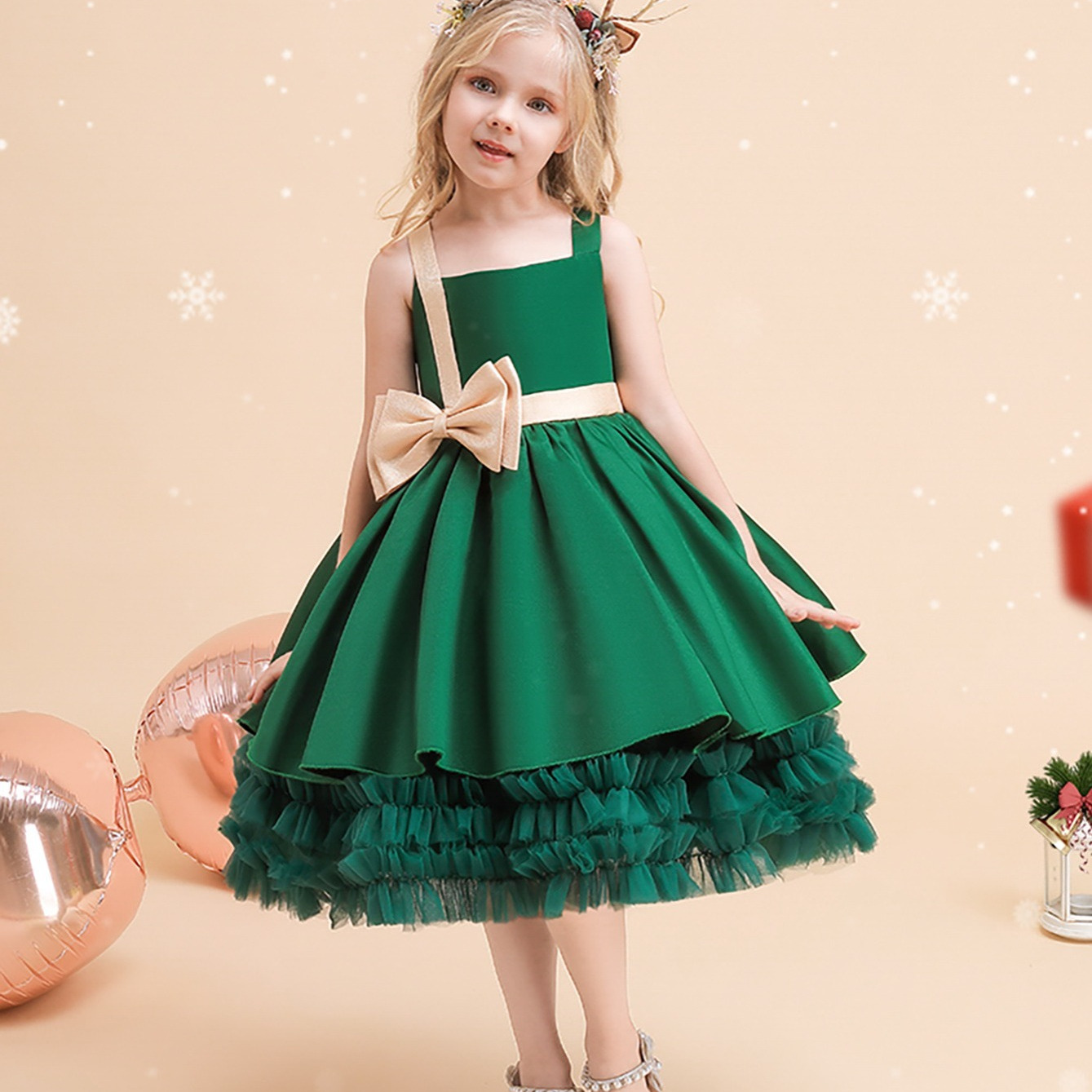 Children's Dress Princess Dress Bow Detachable Girls Suspender Tulle ...