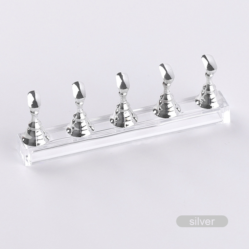 Magnetic Nail Tip Stand and Storage Silver Tin