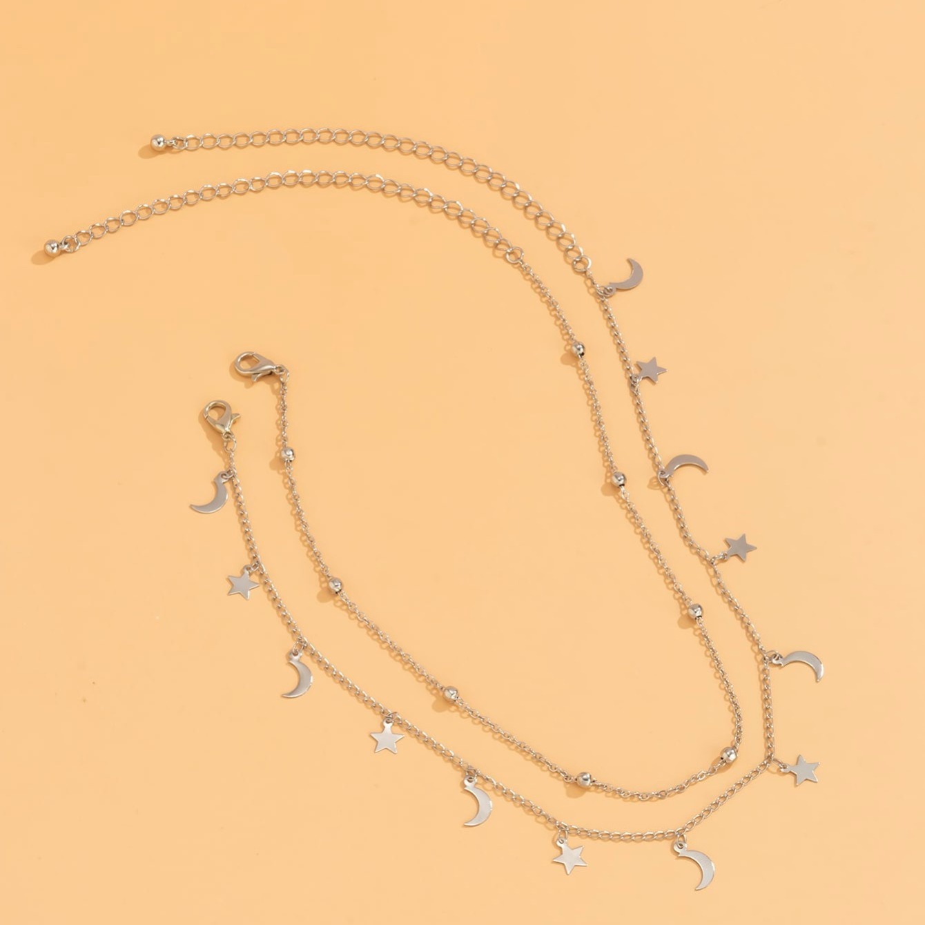 2pcs Star Moon Charm Necklace Set